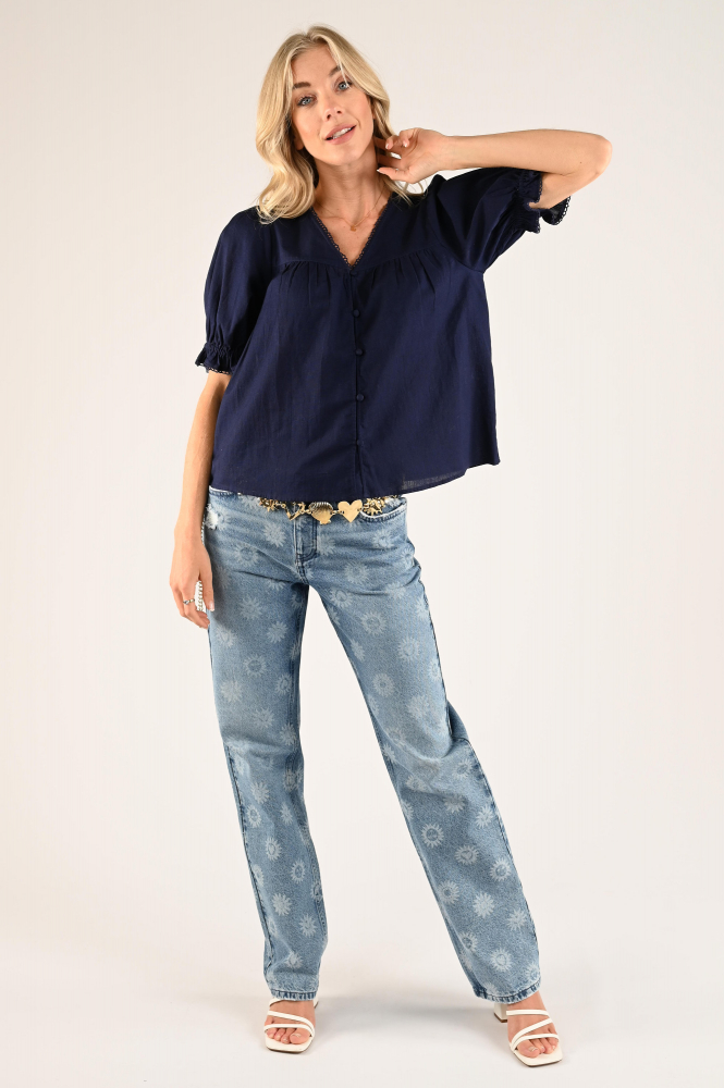 Fabienne Chapot Juno Blouse Blouse korte mouw Blauw