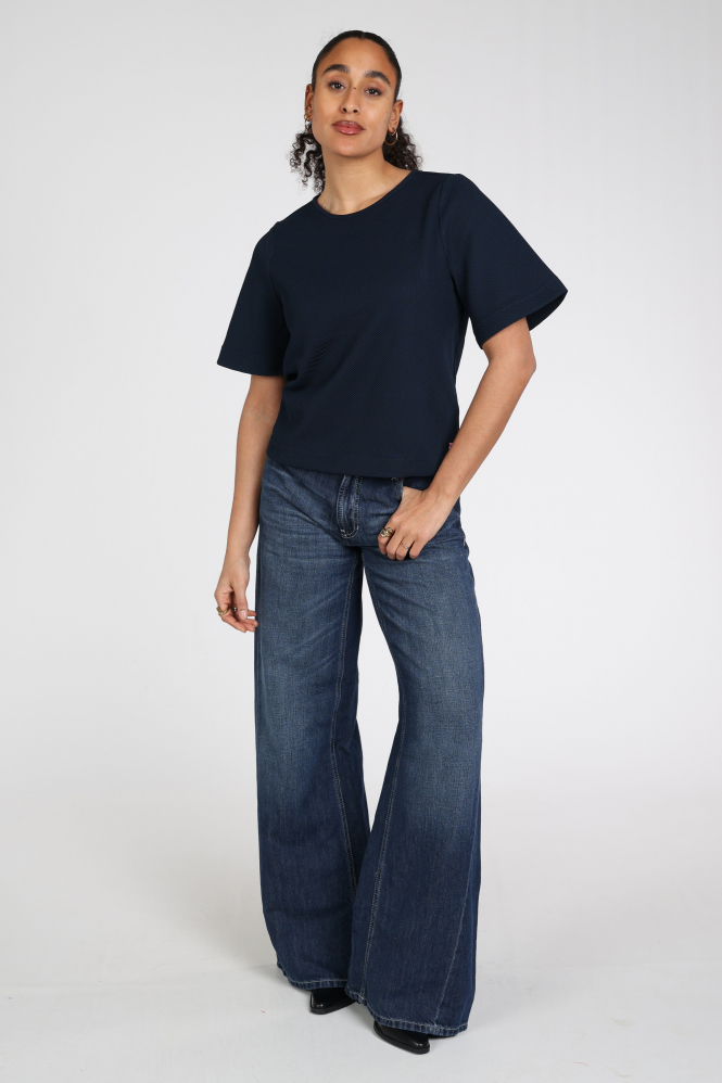 Pom Amsterdam SP9628 Blouse korte mouw Blauw