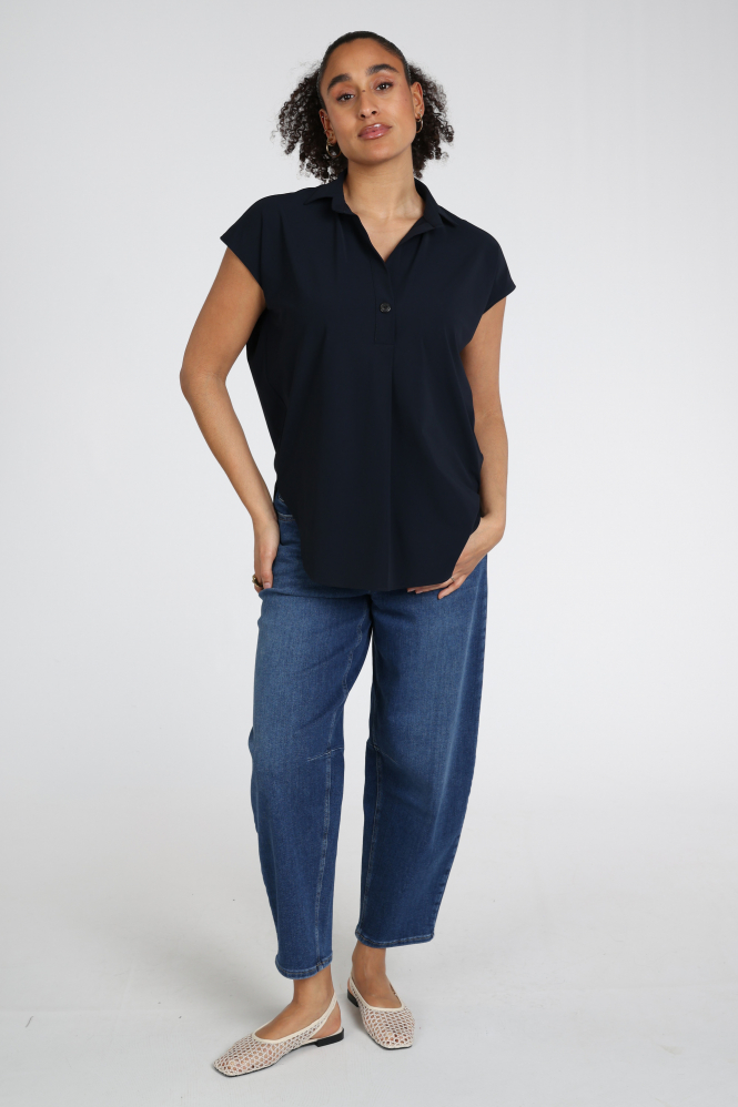 Penn & Ink LYNN Blouse korte mouw Blauw