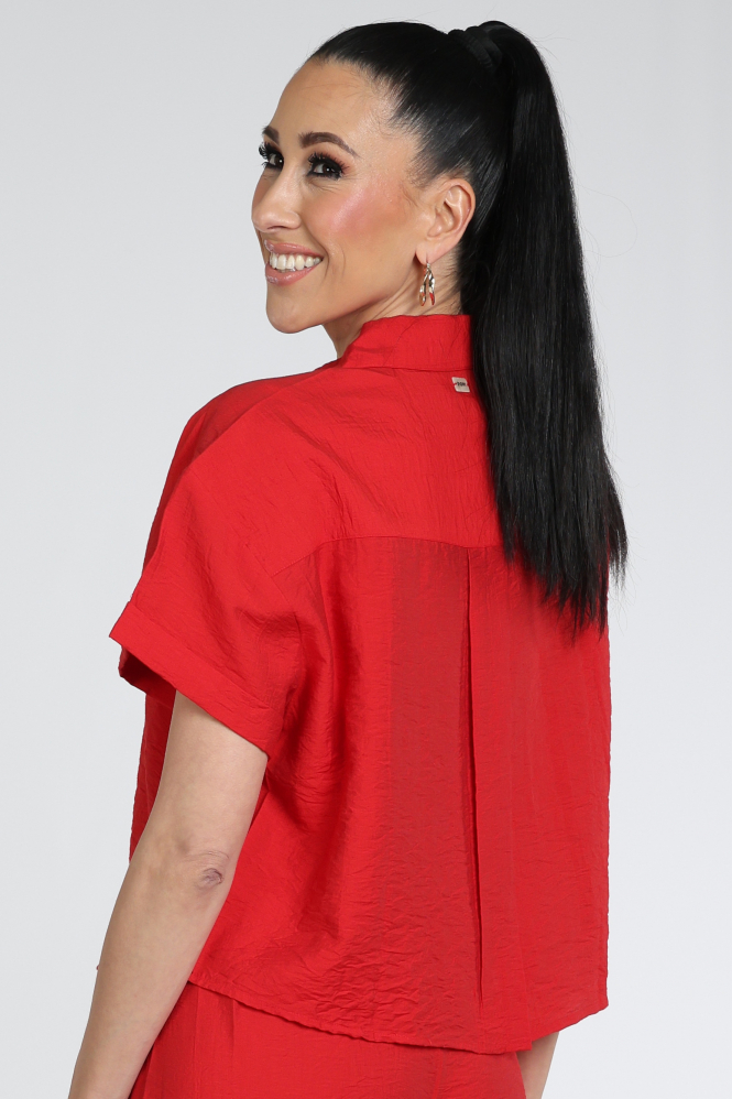 Pom Amsterdam SP9582 Blouse korte mouw Rood
