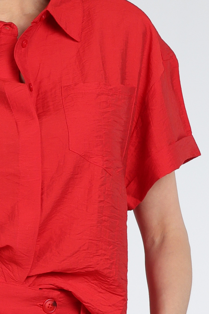 Pom Amsterdam SP9582 Blouse korte mouw Rood