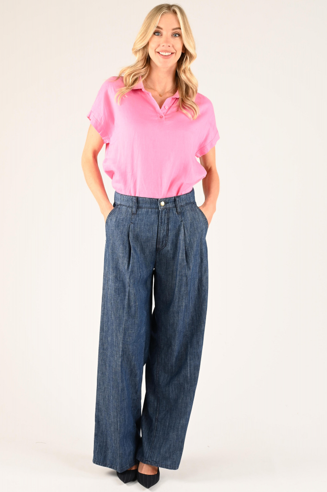 Oui 93410 Blouse korte mouw Roze