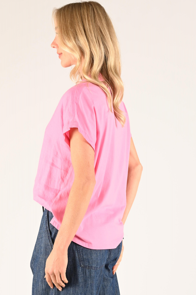 Oui 93410 Blouse korte mouw Roze