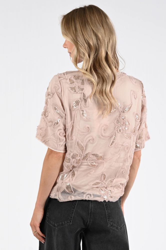 Nukus Octavia top Blouse korte mouw Roze