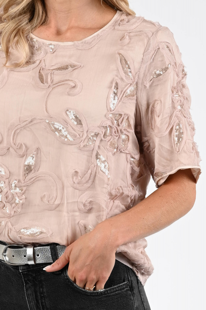 Nukus Octavia top Blouse korte mouw Roze