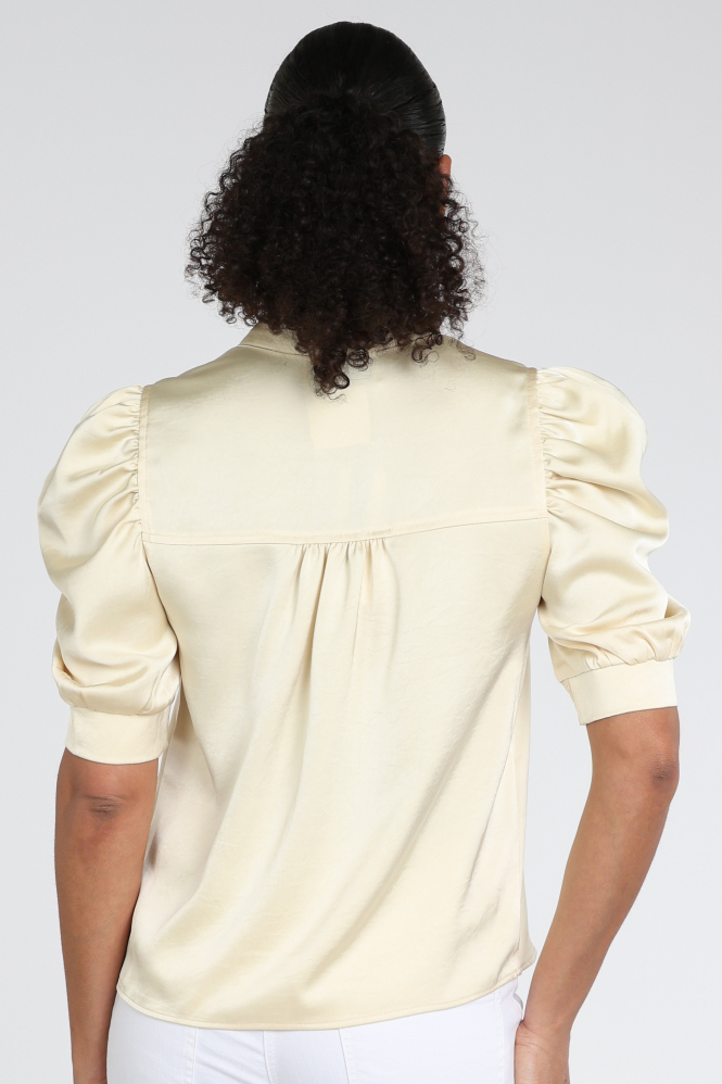 Neo Noir Roella Heavy Sateen blouse Blouse korte mouw Geel