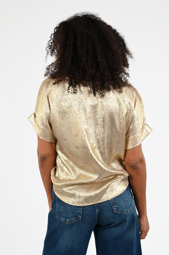 Nukus NKF01024 Blouse korte mouw Goud