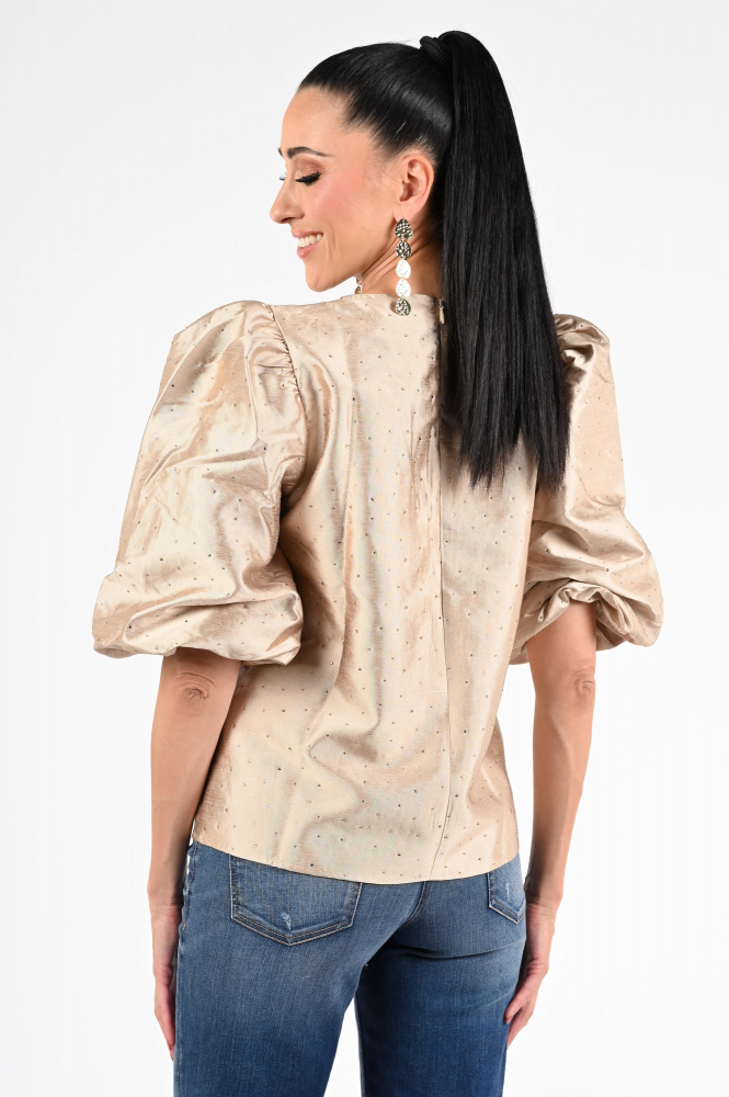 Nukus NKF02002 Blouse korte mouw Goud
