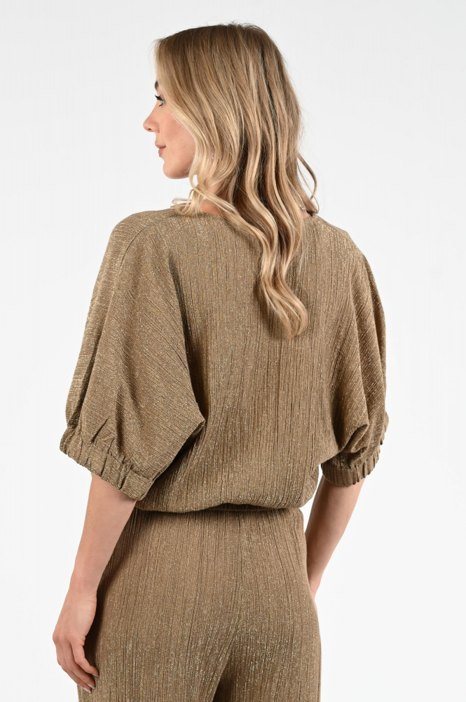 By-Bar Mabel lurex Blouse korte mouw Goud