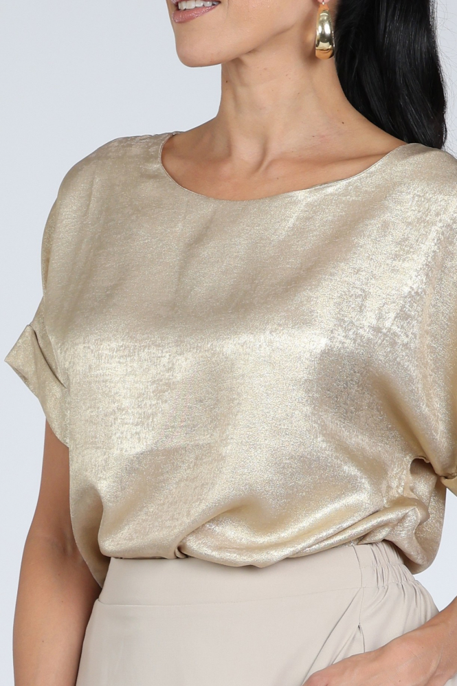 Nukus NKF01024 Blouse korte mouw Goud