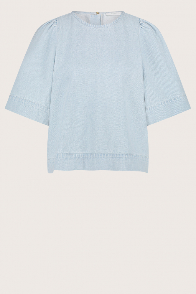 By-Bar Olivia denim Blouse korte mouw Blauw