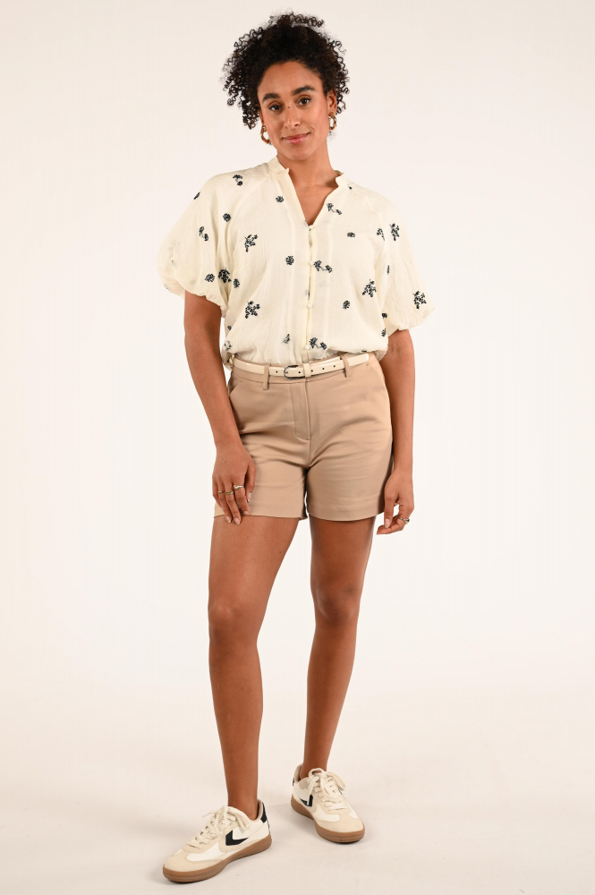 Co'couture Colleen v shirt Blouse korte mouw Wit