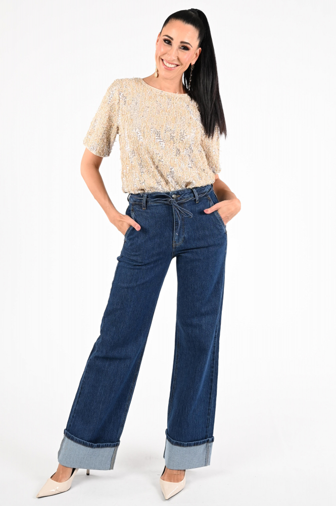 Nukus NKF01005 Blouse korte mouw Beige