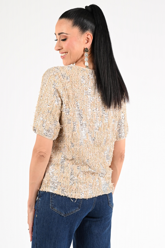 Nukus NKF01005 Blouse korte mouw Beige
