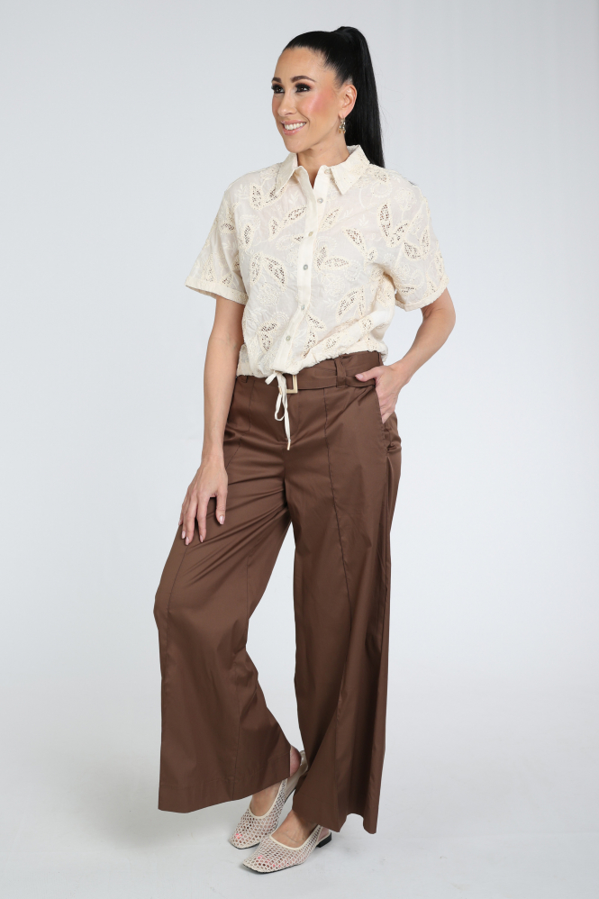 Nukus NKS02124 Blouse korte mouw Beige