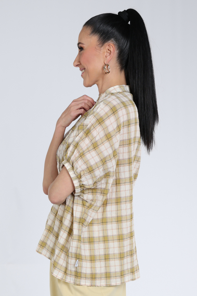 Penn & Ink S26F1822 Blouse korte mouw Beige