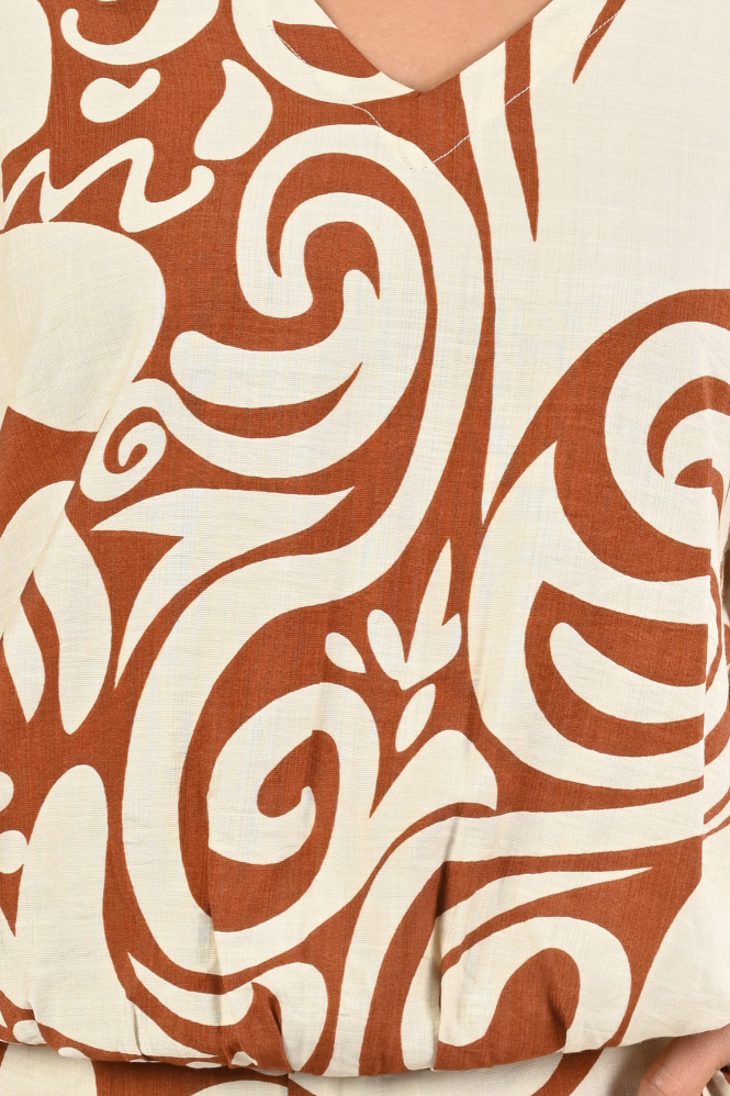 Geisha 63435-26 Blouse korte mouw Bruin