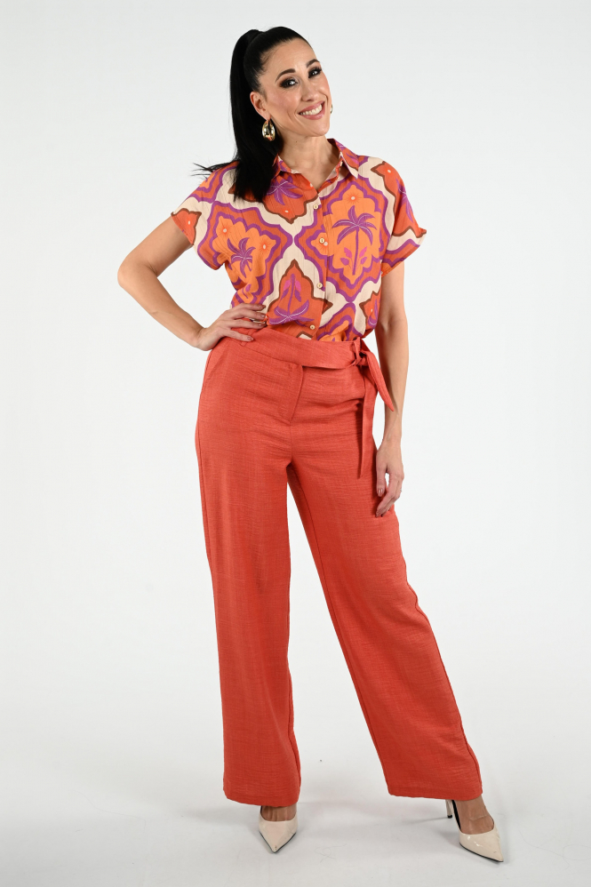 Geisha 63247-20 Blouse korte mouw Bruin