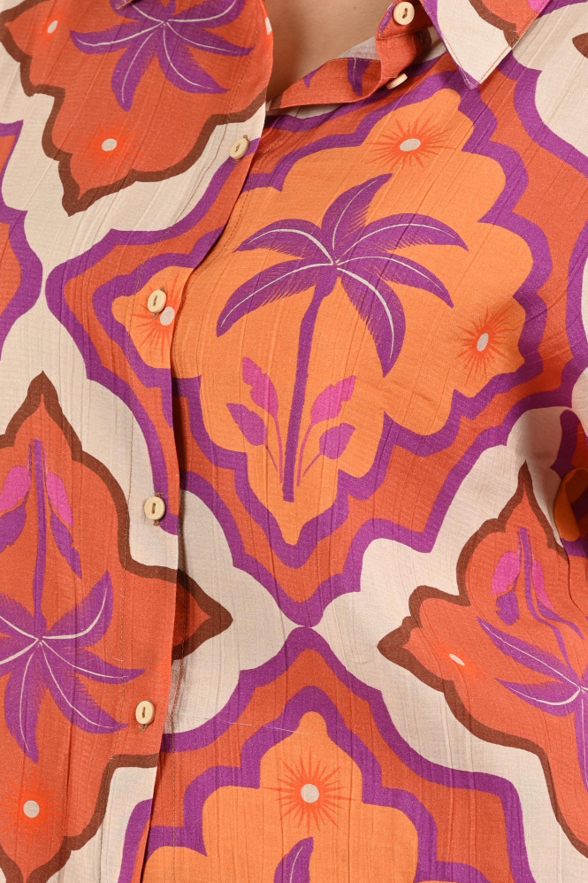 Geisha 63247-20 Blouse korte mouw Bruin