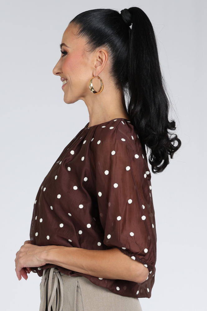 Co'couture 500042 Blouse korte mouw Bruin