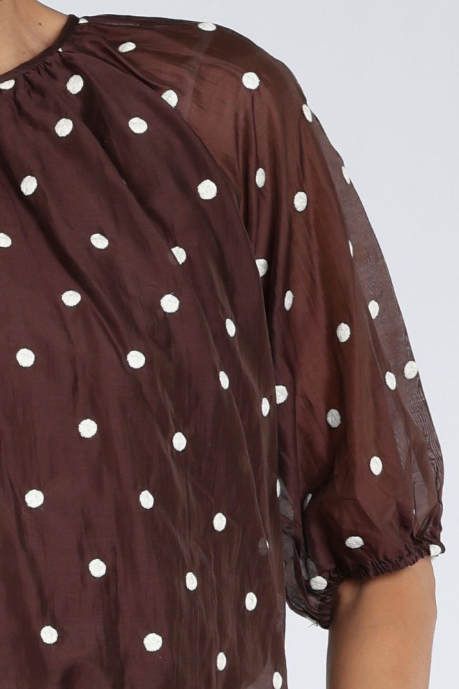 Co'couture 500042 Blouse korte mouw Bruin