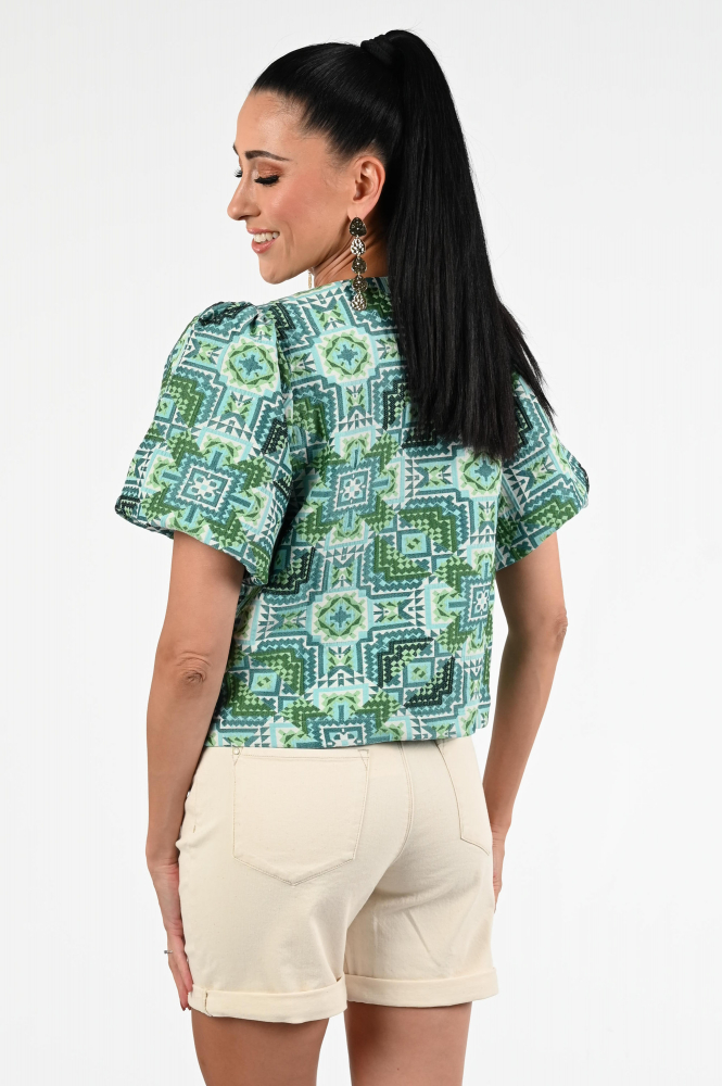 Geisha 53490-20 Blouse korte mouw Blauw