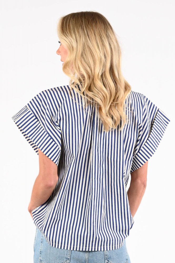 By-Bar 26112019 Blouse korte mouw Blauw