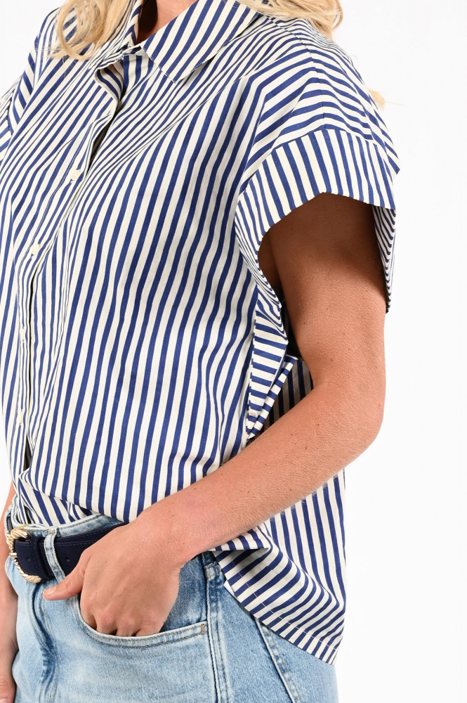 By-Bar 26112019 Blouse korte mouw Blauw