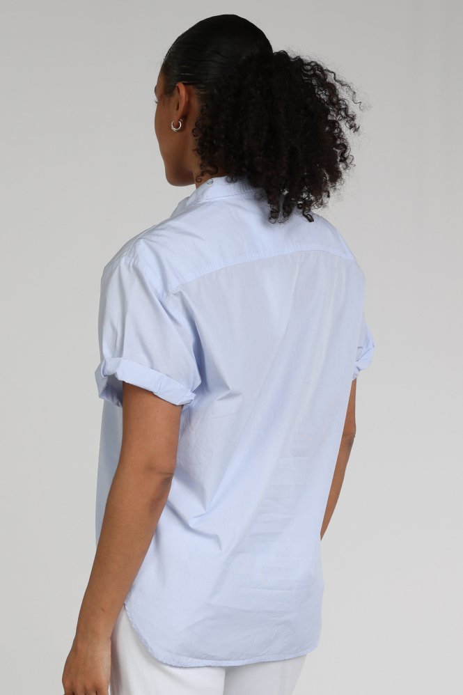 Penn & Ink S26Z833 Blouse korte mouw Blauw