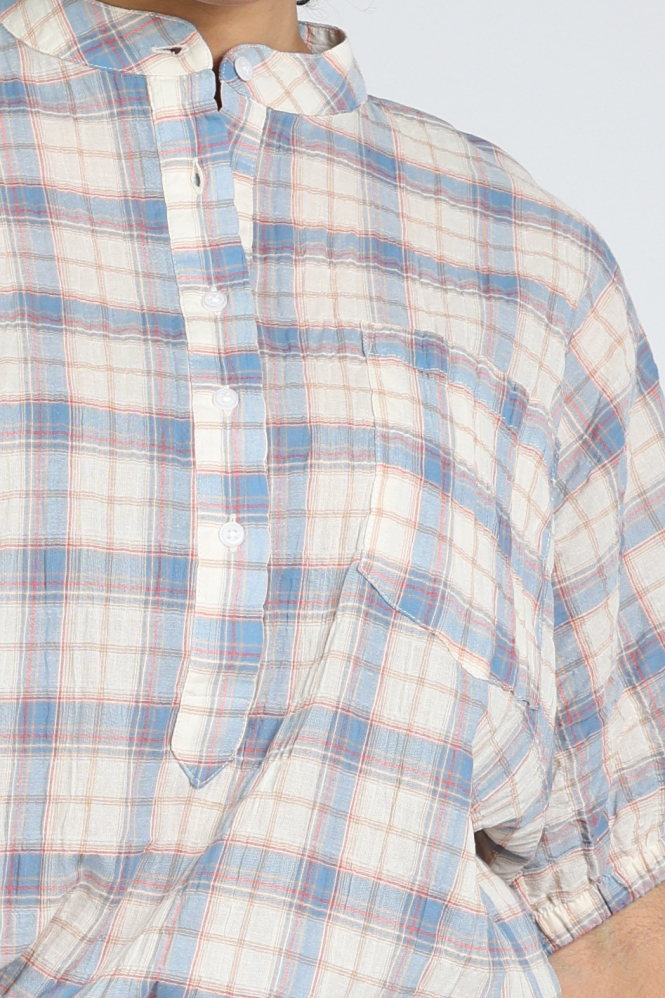 Penn & Ink S26F1822 Blouse korte mouw Blauw