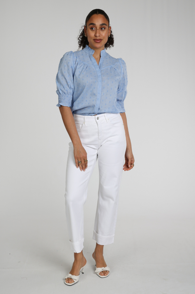 Neo Noir Diana Dobby S blouse Blouse korte mouw Blauw