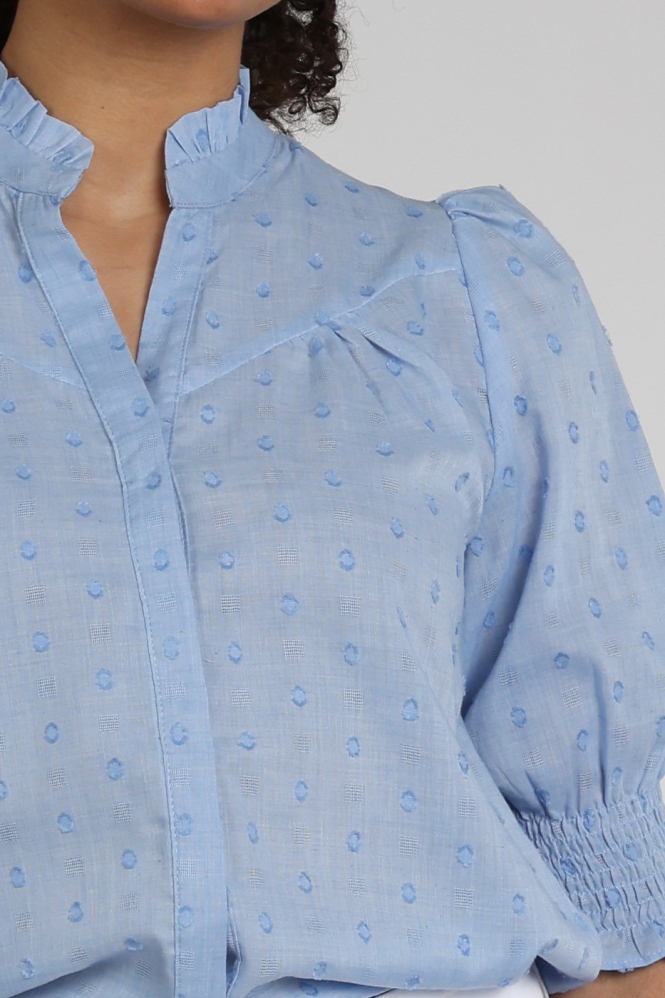 Neo Noir Diana Dobby S blouse Blouse korte mouw Blauw