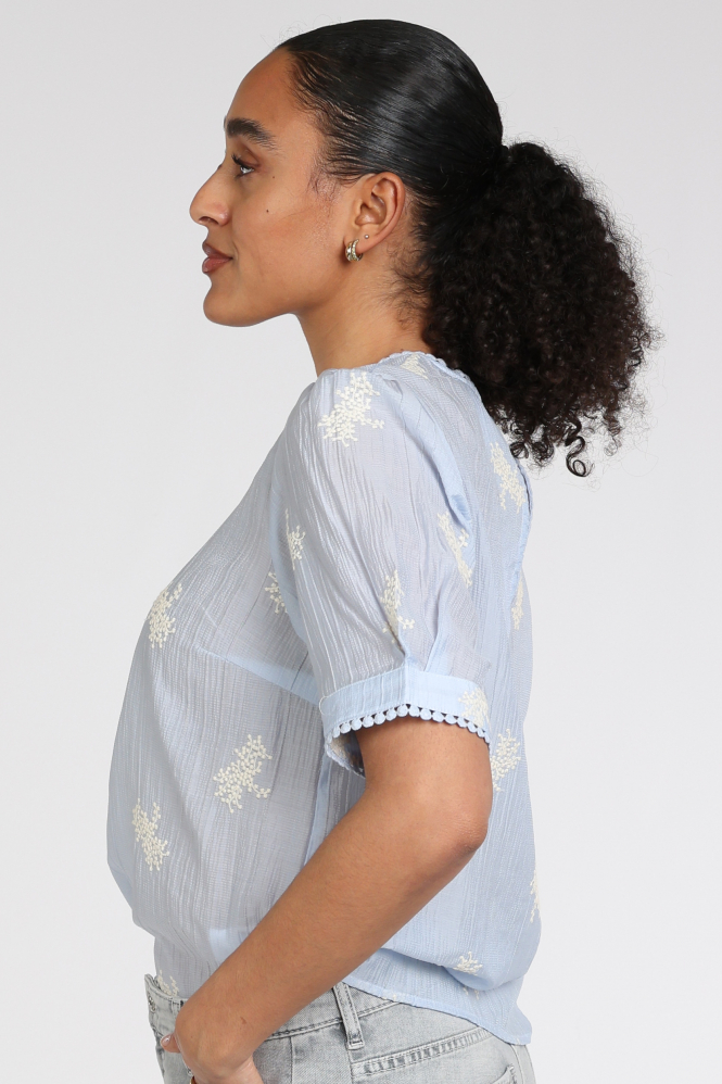 Co'couture 45098 Blouse korte mouw Blauw