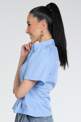 Neo Noir Balara stripe poplin Blauw