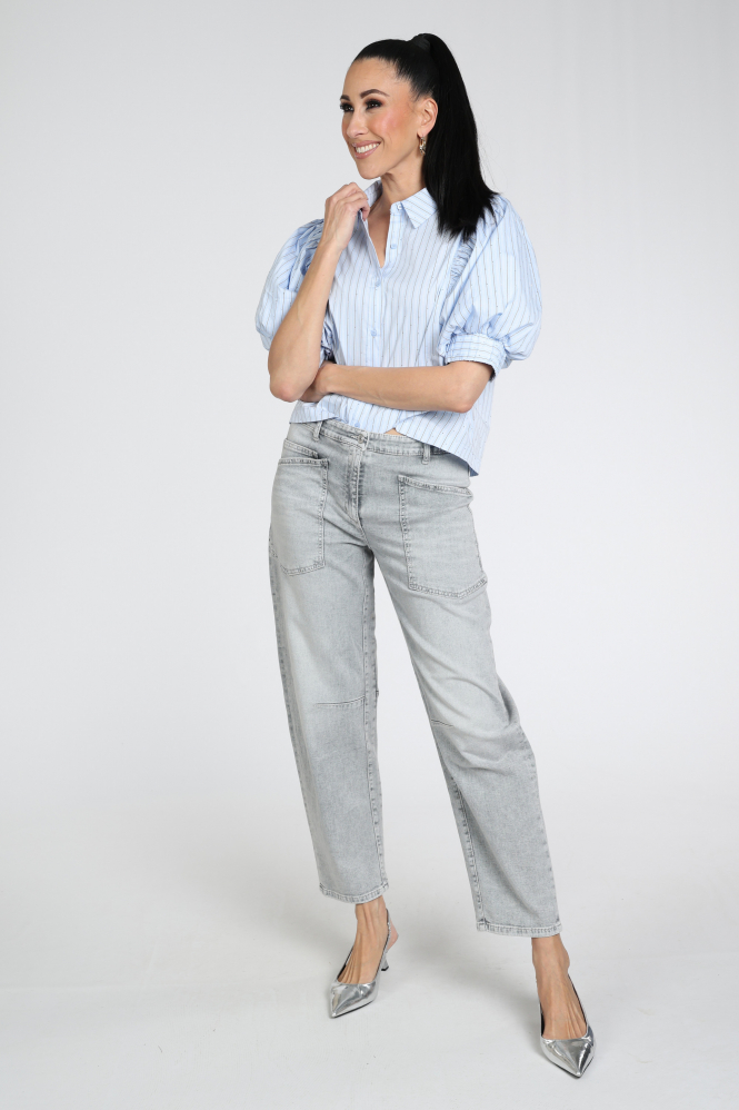 Neo Noir Etta stripe stone Blouse korte mouw Blauw