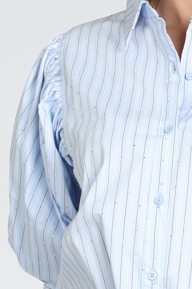 Neo Noir Etta stripe stone Blouse korte mouw Blauw