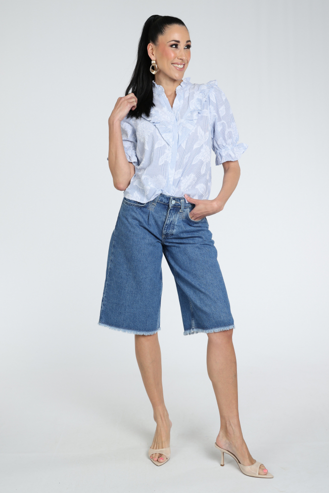 Neo Noir Manet blouse Blouse korte mouw Blauw