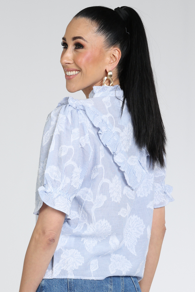 Neo Noir Manet blouse Blouse korte mouw Blauw