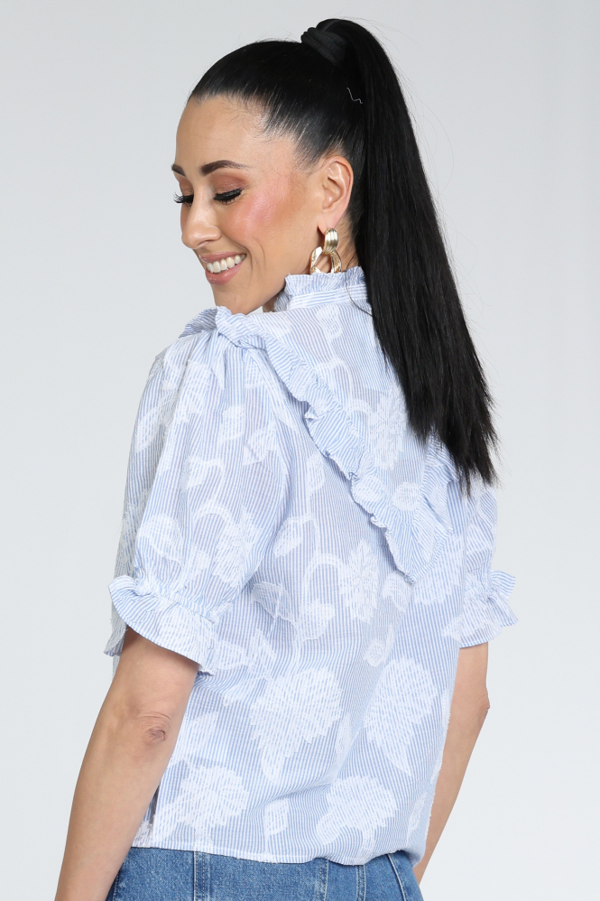 Neo Noir Manet blouse Blouse korte mouw Blauw