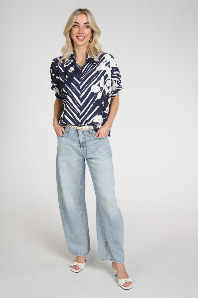 Caroline Biss 1674 Blouse korte mouw Blauw