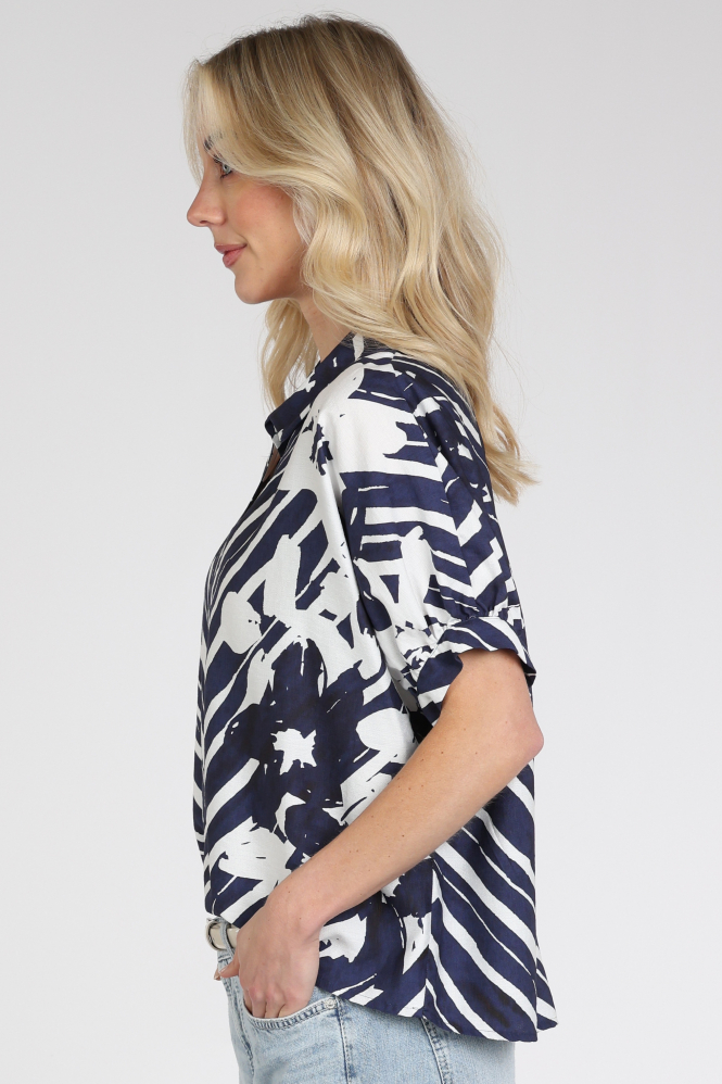 Caroline Biss 1674 Blouse korte mouw Blauw