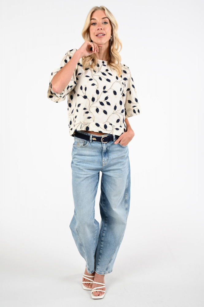 By-Bar 26112052 Blouse korte mouw Blauw