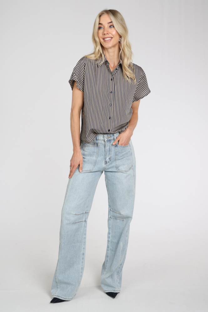 By-Bar 26412056 Barley Blouse korte mouw Blauw