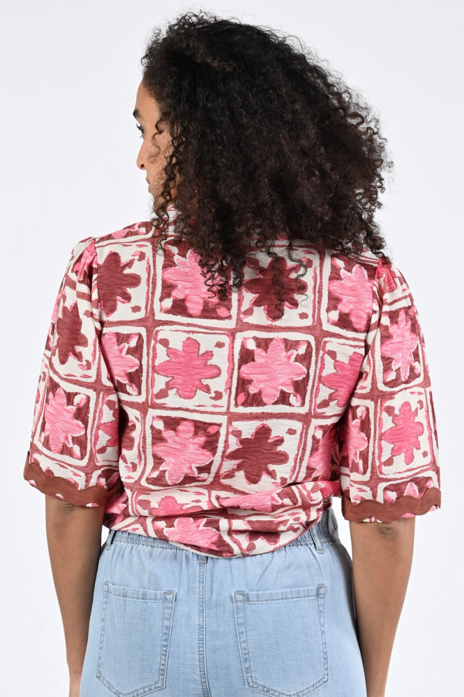 Geisha 63489-20 Blouse korte mouw Roze