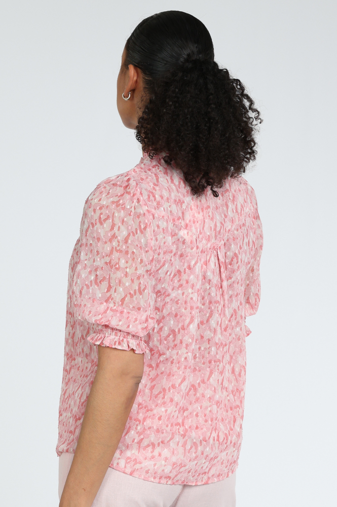 Neo Noir Diana Blurred blouse Blouse korte mouw Roze