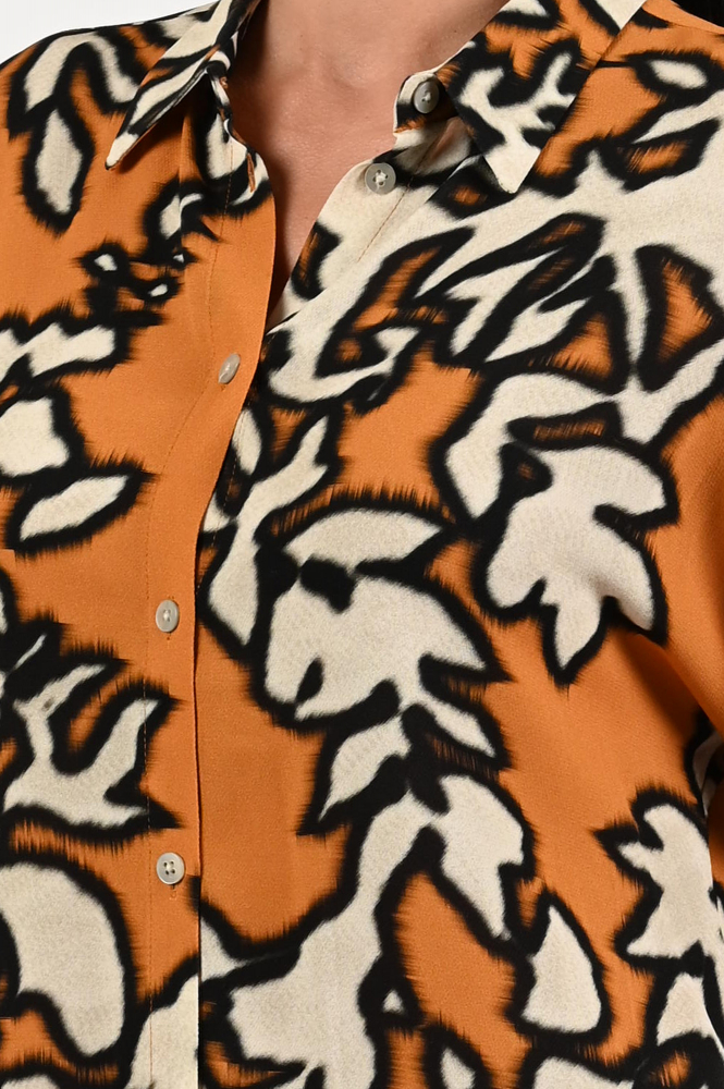 KYRA Print Guus Blouse korte mouw Geel