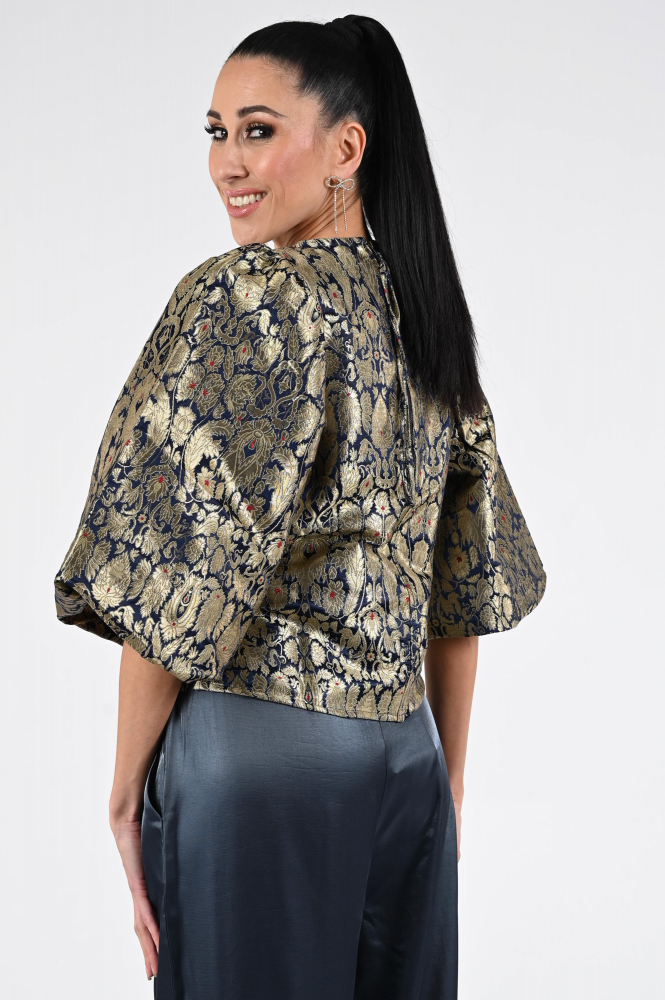 By-Bar zasu festive Blouse korte mouw Goud