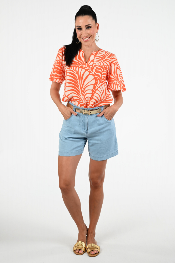 Geisha 53447-20 Blouse korte mouw Oranje