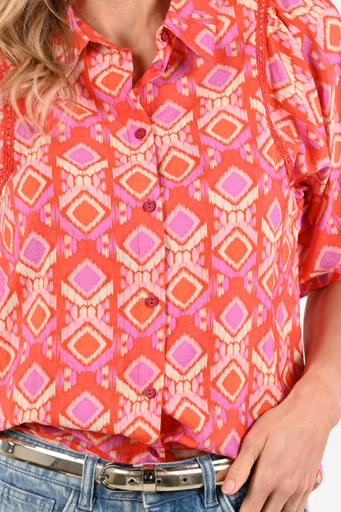 Geisha 63195-20 Blouse korte mouw Oranje