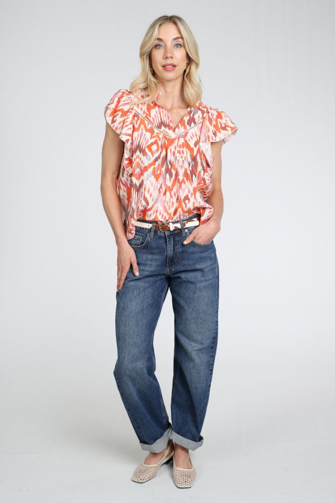Geisha 63260-20 Blouse korte mouw Oranje